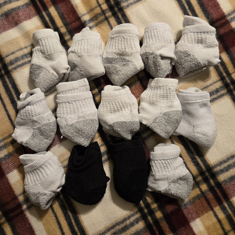 Boy's White and Black Ankle Socks - 18 pairs